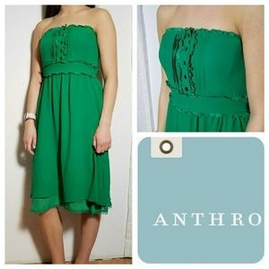 Anthropologie Moulinette Soeur Green silk dress